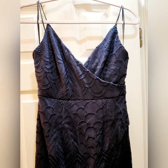 Blossom Dark Navy Lace Sleeveless Backless Maxi Dress - Picture 5 of 9